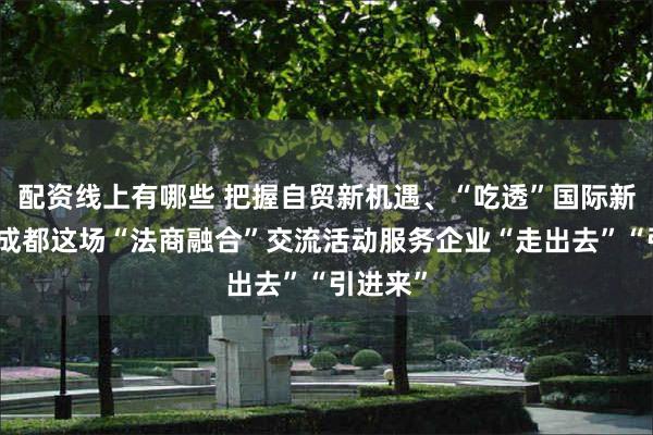 配资线上有哪些 把握自贸新机遇、“吃透”国际新规则，成都这场“法商融合”交流活动服务企业“走出去”“引进来”